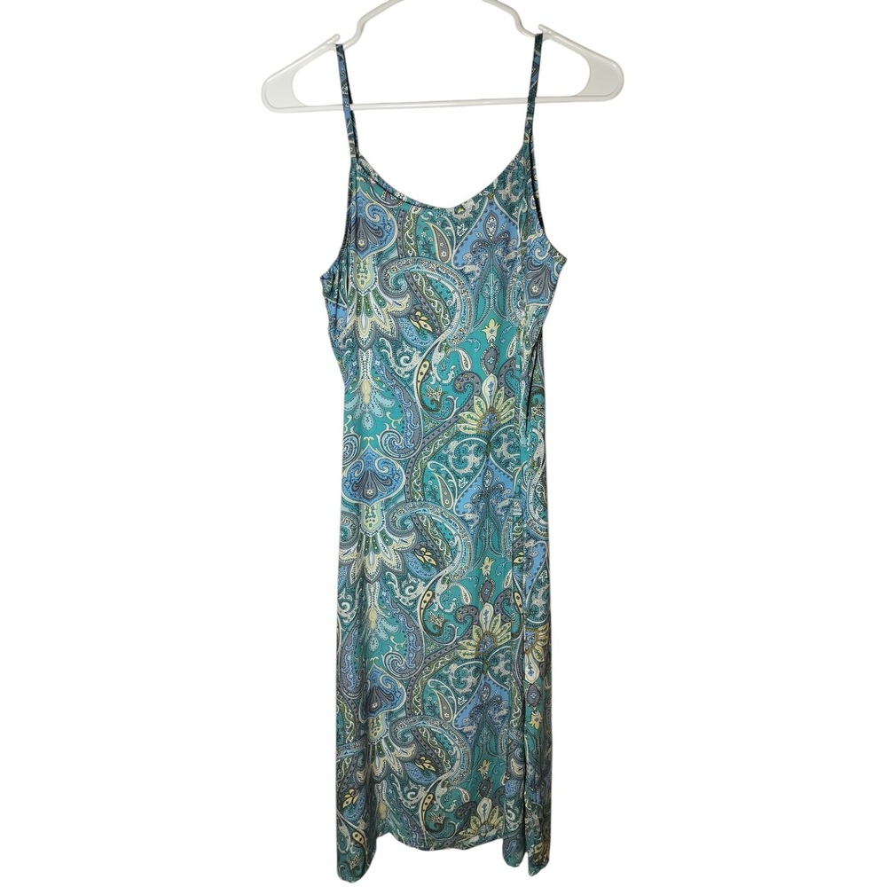 WindiRiver Women's Blue Teal Paisley Printed Sleeveless Casual‎ Dress Size S